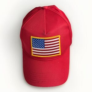 American USA Flag Patch Hat – Red Adjustable Patriotic Snapback